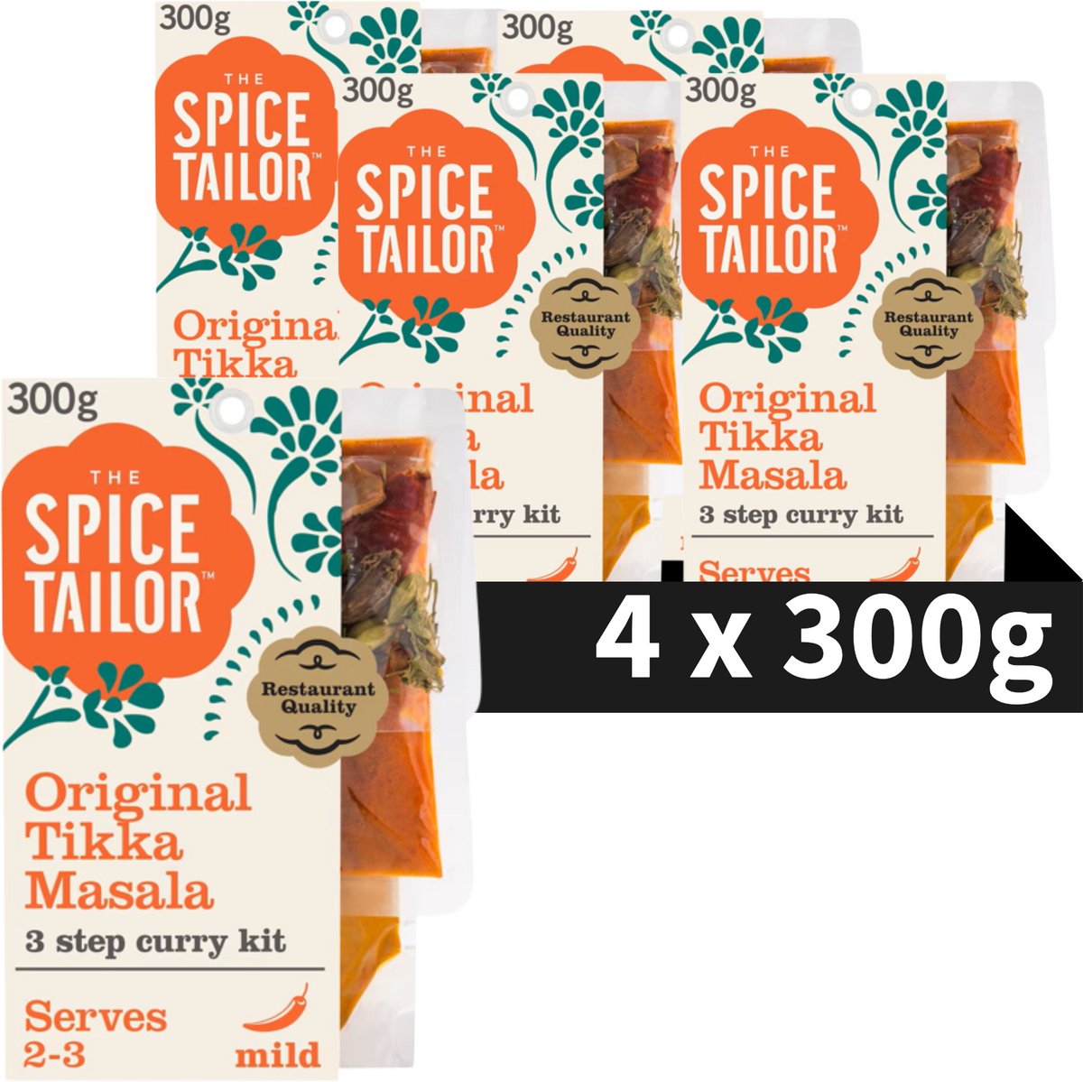 The Spice Tailor original tikka masala - indiase curry - maaltijdpakket met indiase kruiden - voordeelverpakking - 5 x 300 gram