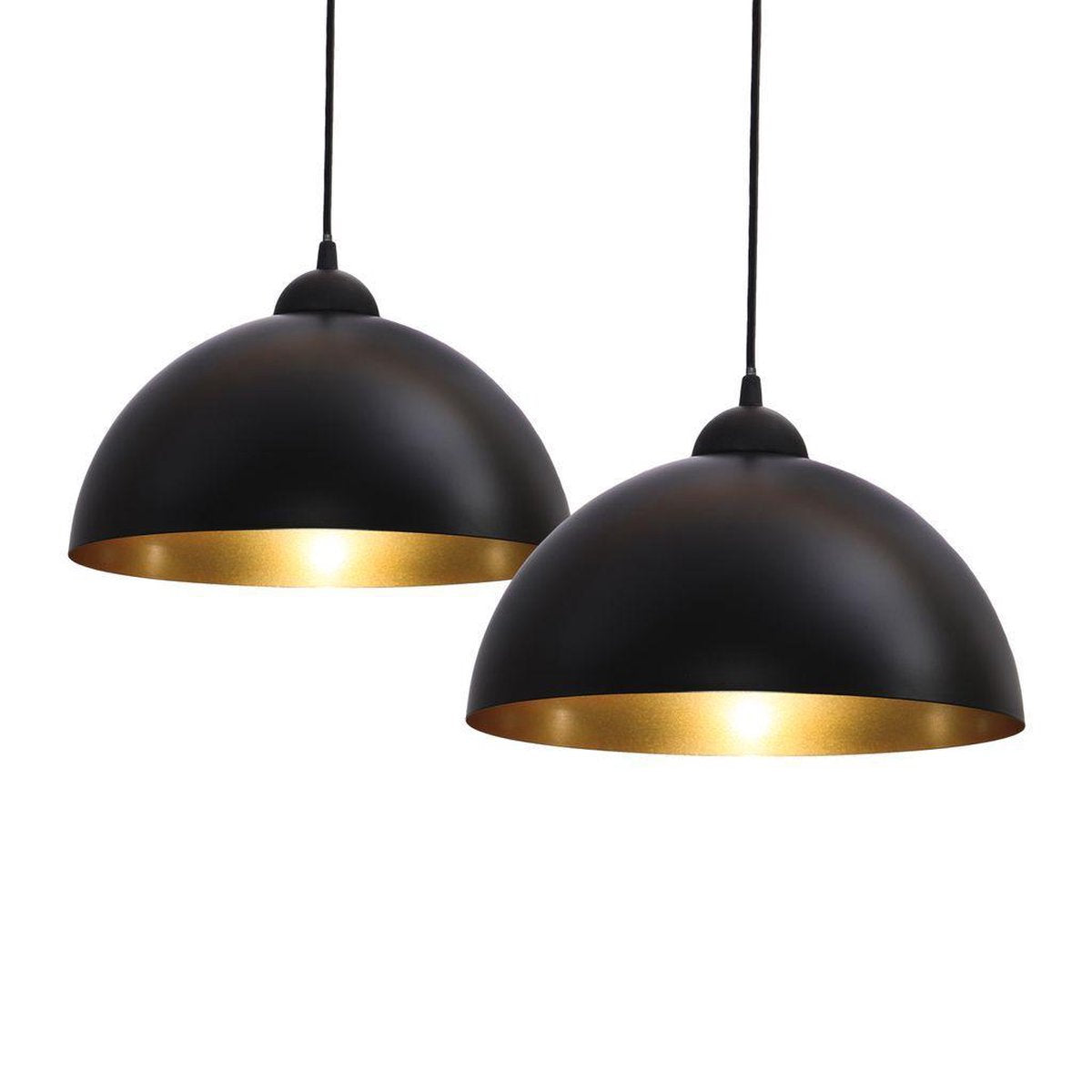 B.K.Licht - set van 2 hanglampen - slaapkamer - eetkamer - zwart gouden - 2 stuks - e27 fitting