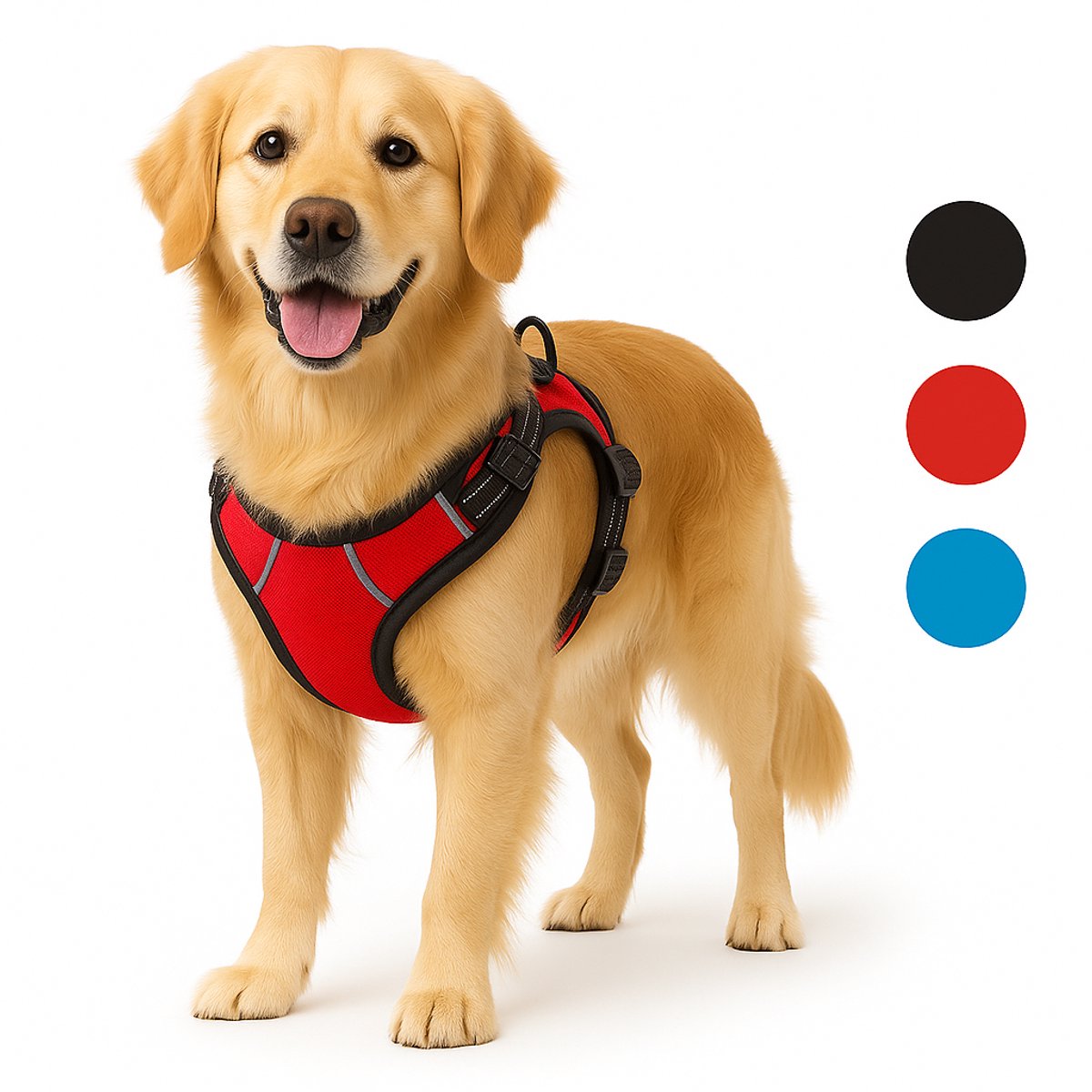 Flamingo Harnas hond – honden tuigje – harnas hond anti trek – hondentuigjes – hondentuig anti trek – balou – rood – maat xl – a:46-76cm b:80-105cm