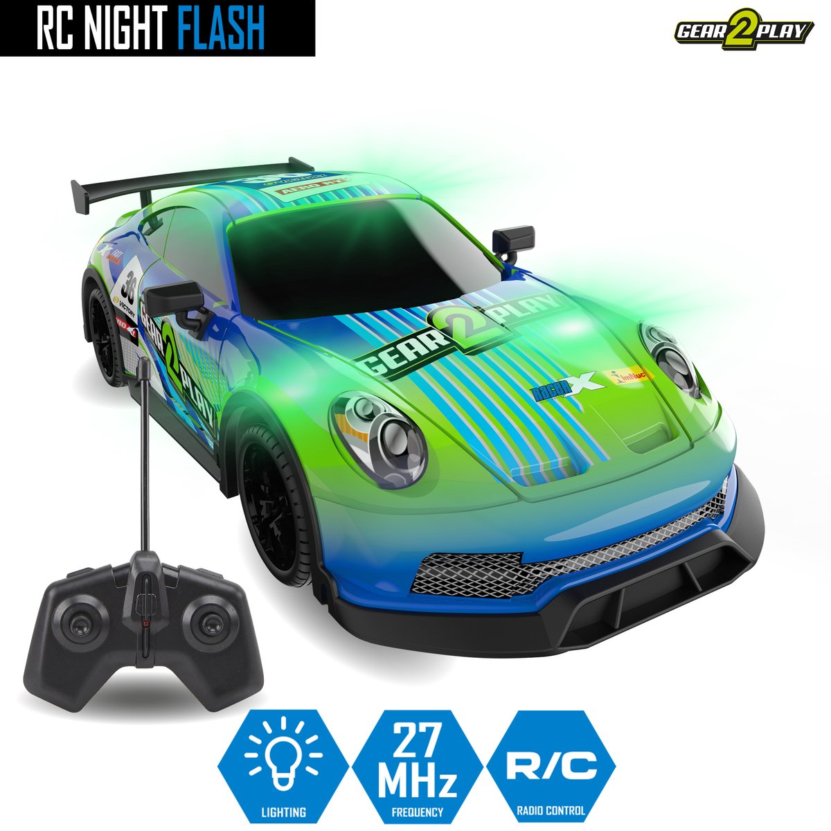 Gear2Play rc night flash bestuurbare auto