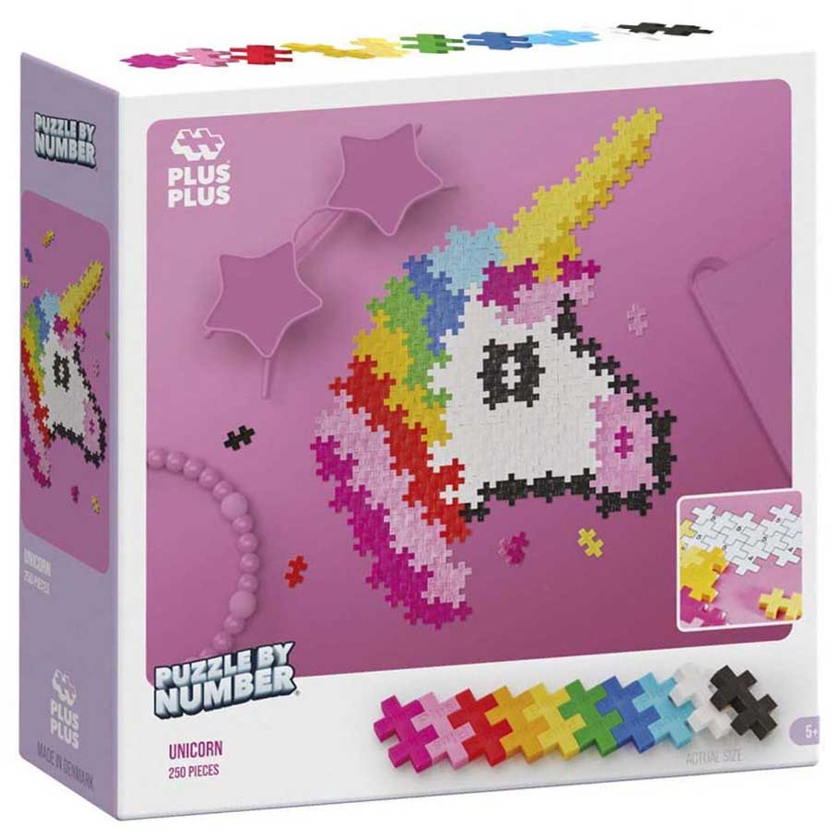 Plus-Plus puzzle by number eenhoorn 250 stukjes - 3929 - puzzel en bouwspeelgoed in één - vanaf 5 jaar