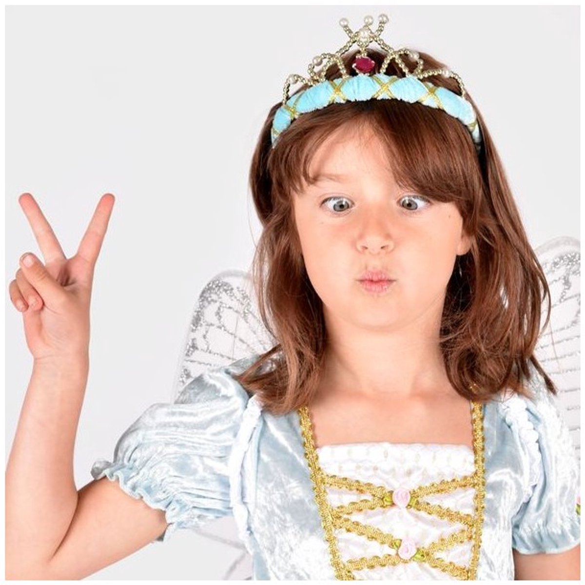 Den Goda Fen diadeem lichtblauw fluweel prinses 14 cm speelgoed.