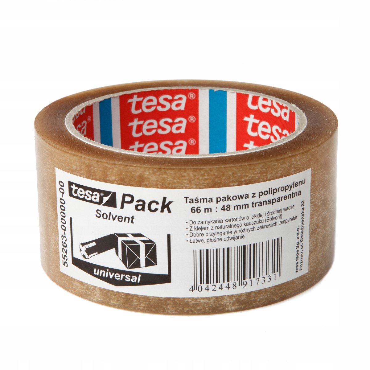 Tesa Witte pakkingstape van rubber 48mm x 66m - sterke kleefkracht