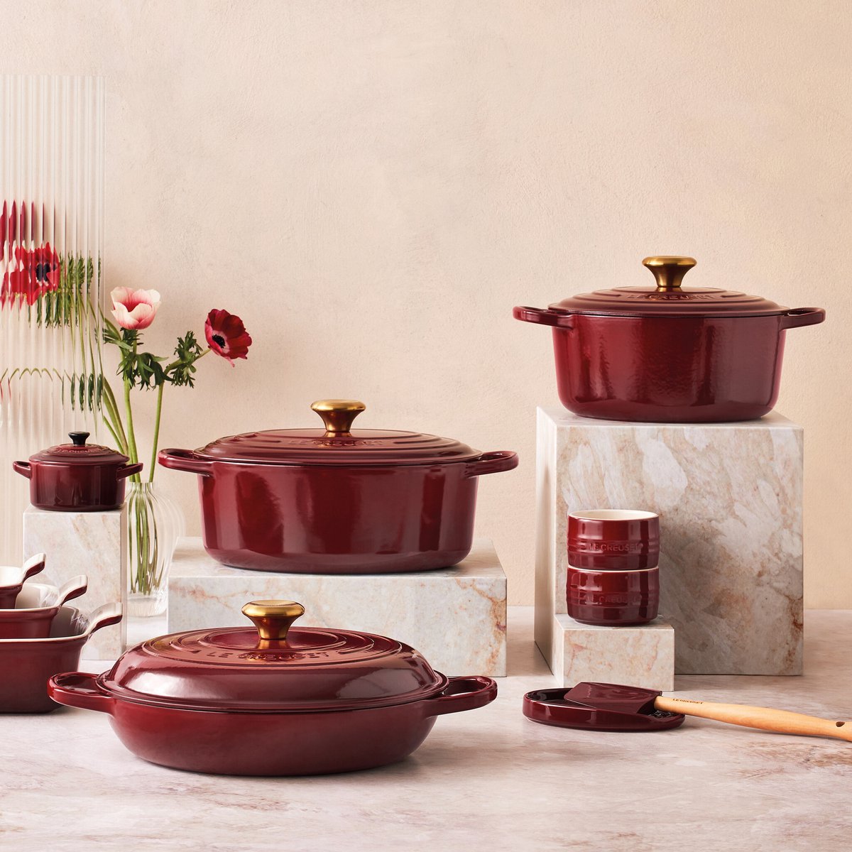 Le Creuset braadpan - 30cm - campagnard garnet