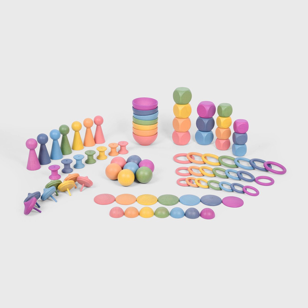TickIT ® rainbow wooden super set | mega houten sorteer en speelset groot | 84 stuks