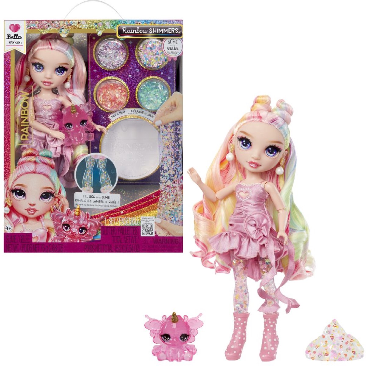 Rainbow High shimmers met slijm-modepop - bella (roze)