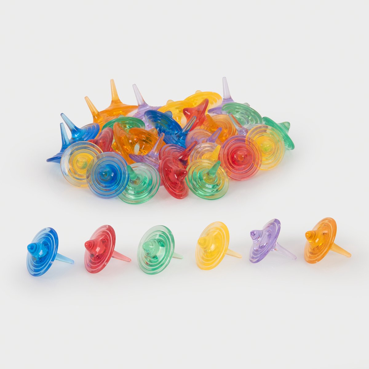 TickIT ® transparante kleuren spinners - verpakking van 36