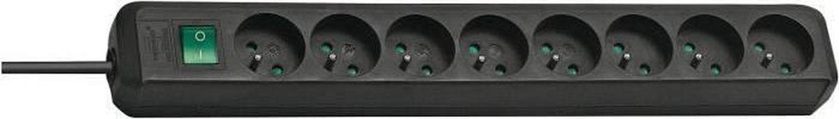 Brennenstuhl Eco-line stekkerdoos met schakelaar 8-voudig zwart 3m h05vv-f 3g1,5 *fr*