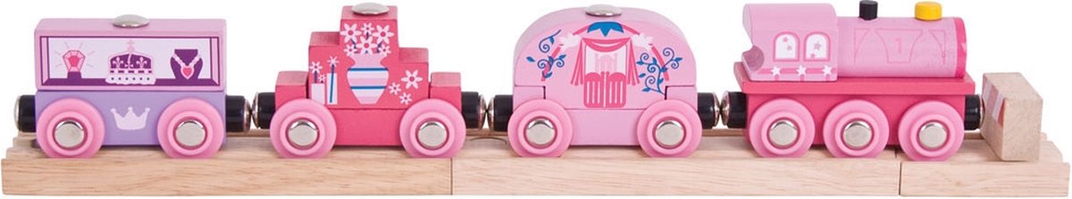 BIGJIGS prinsessentrein - houten trein met 3 wagons - vanaf 3 jaar