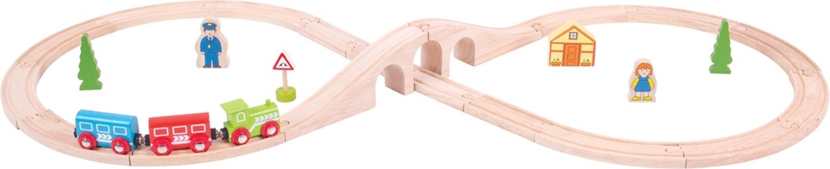 BIGJIGS Houten treinbaan - - 8-vormig - 26-delig