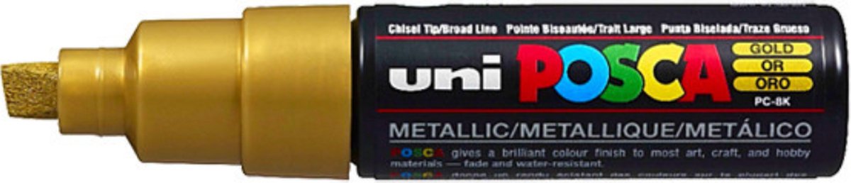 Uni Mitsubishi Pencil Uni posca verfmarker 8k goud - beitelpunt 8mm
