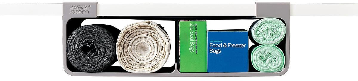 Joseph Joseph keukenkastorganizer voor aluminiumfolie, huishoudfolie, bakpapier en zakjes – ruimtebesparende houder - grijs - groot
