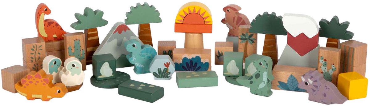 Small Foot - houten bouwblokken dino, 50dlg.