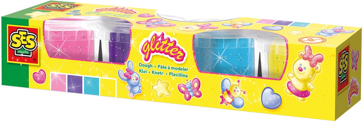 SES Creative Ses glitterklei - 4 kleipotjes