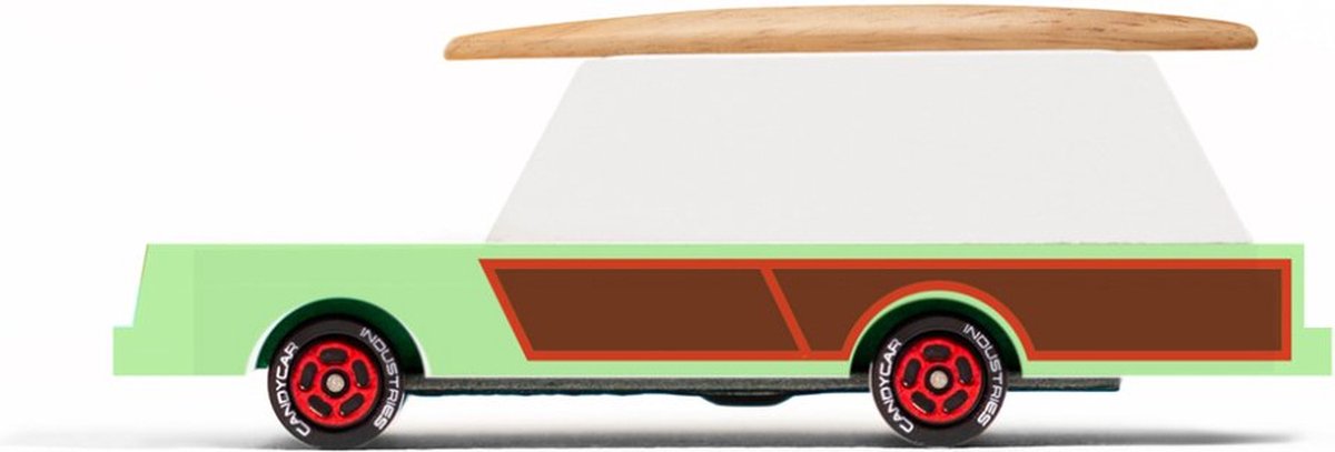 CandyLab speelgoedauto surf wagon - houten retro auto voor kinderen.
