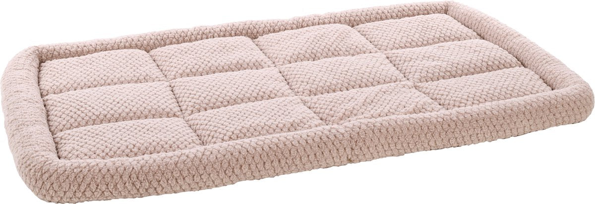 Flamingo Hondenkussen – benchkussen – extra zacht hondenkussen 116 x 69 cm – geschikt voor hondenbench en kattenkussen – jacquard rechthoekig taupe