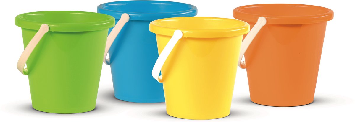 Androni Giocattoli Speelgoedemmer 16 cm, set van 4 in assortie kleuren, circa 1,5 liter