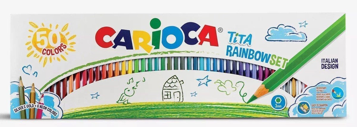 Carioca tita 50 kleurpotloden in karton doos 63cm
