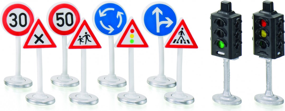 SIKU 5597, verkeerslichten met verkeersborden, kunststof, meerkleurig, veelzijdig inzetbaar
