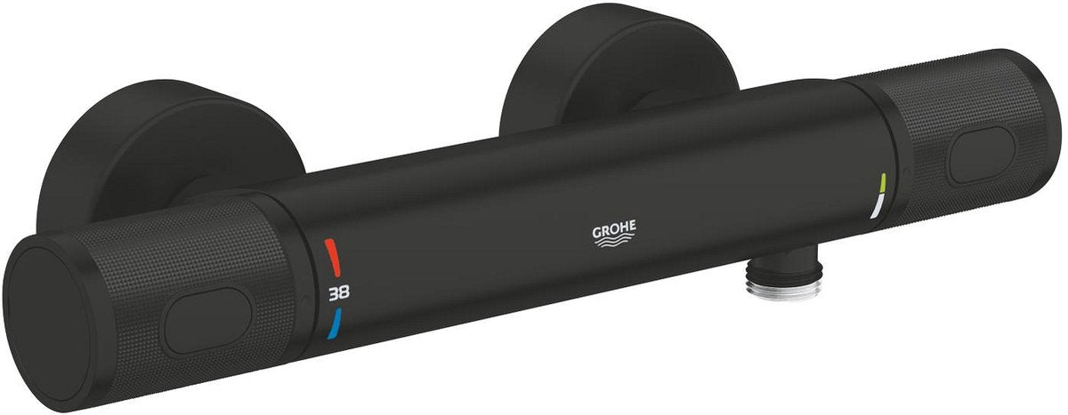 GROHE precision feel thermostatische douchemengkraan met cooltouch - wandgemonteerd - waterbesparend - mat zwart
