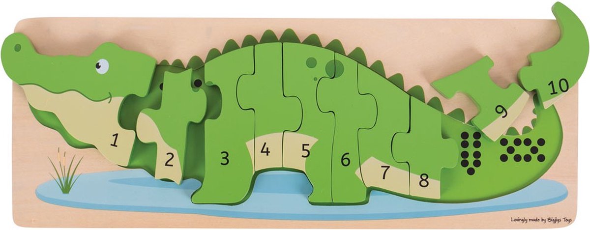 BigJigs Speelgoed Houten puzzel 3d krokodil - bigjigs