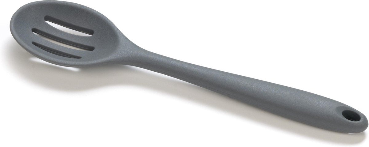 Basic Culinair keukenlepel met gleuf - siliconen - 20cm - grijs