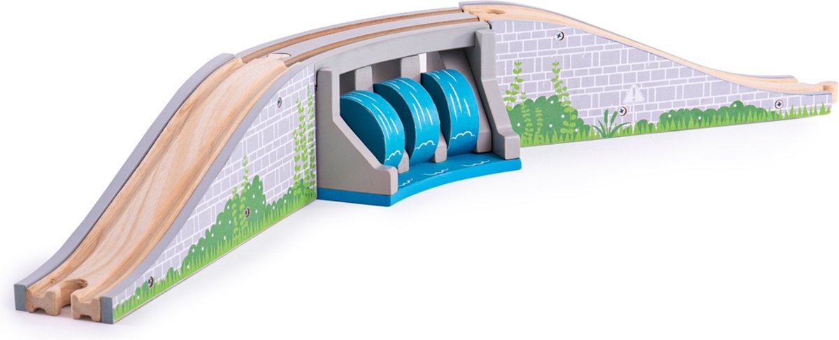 BIGJIGS houten trein brug met waterval - compatibel met de meeste merken