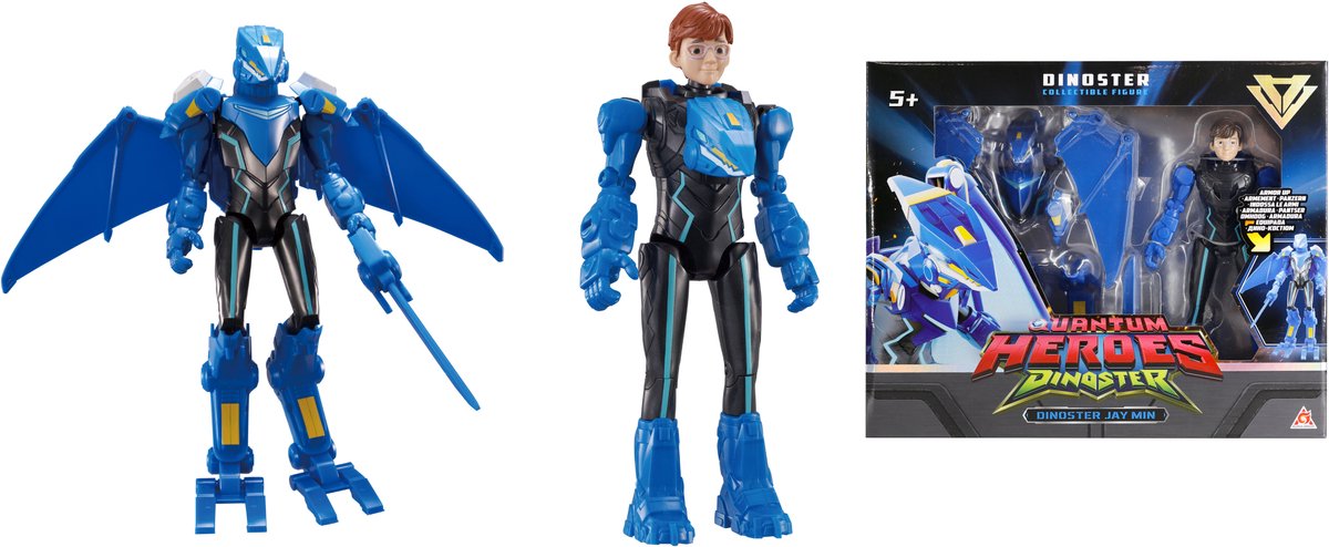 QUANTUM HEROES DINOSTER Dinoster - 2 figuren in 1 - transformeer je robots - 22cm - jay min