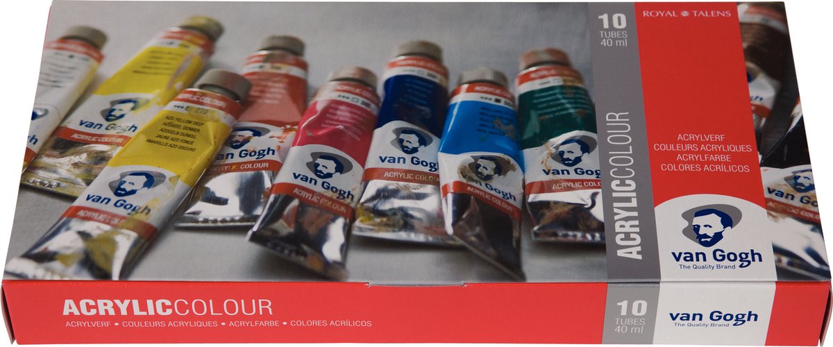 Van Gogh acrylverf basisset met 10 kleuren in tubes van 40 ml