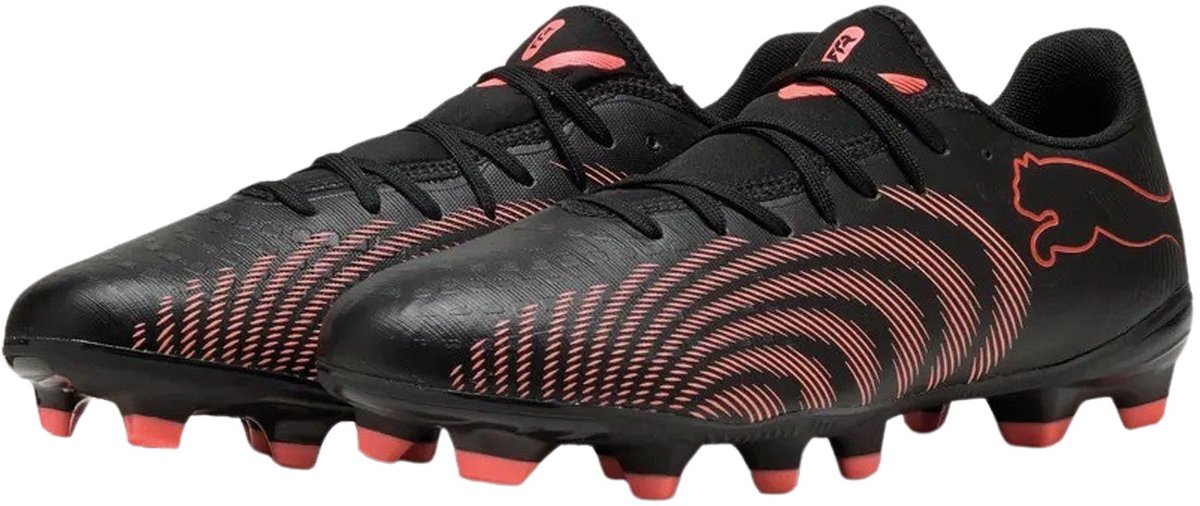 PUMA future 9 play fg ag unisex sportschoenen - black-glowing red-strong gray