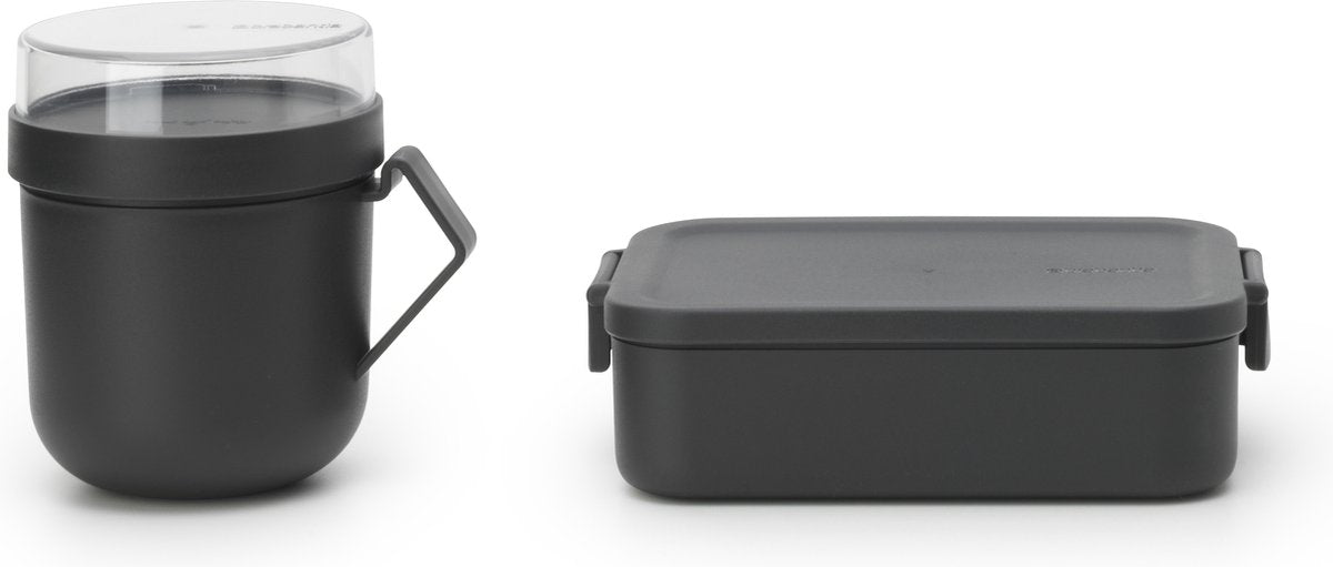 Brabantia make take lunchset - 2-delig - kunststof - dark grey