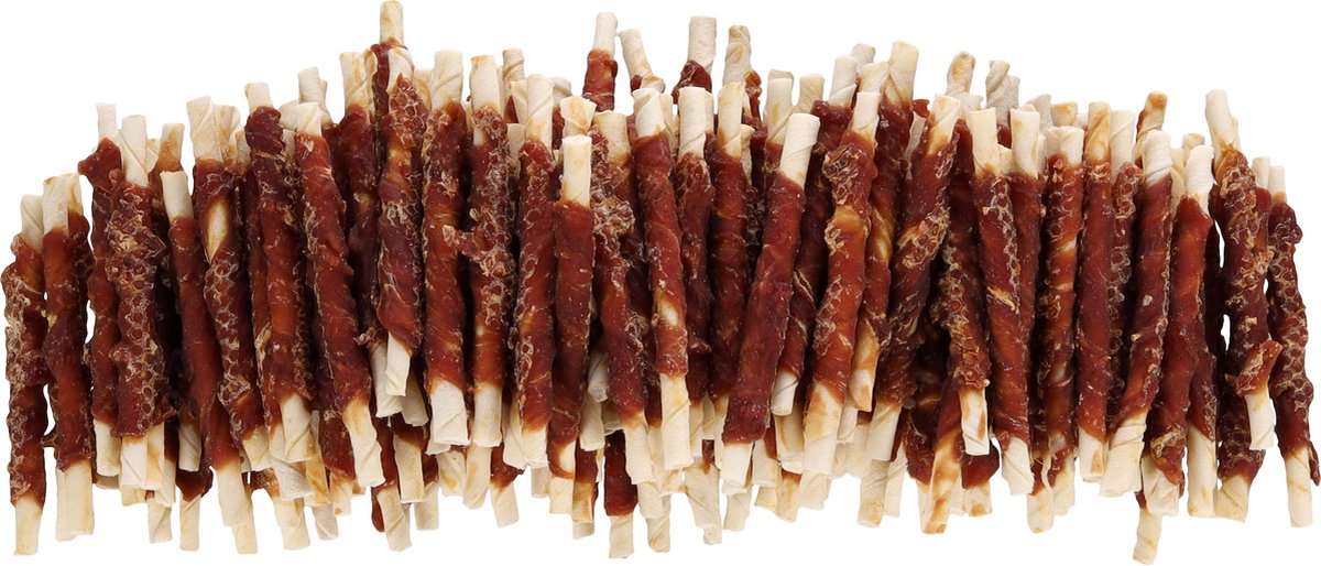 Flamingo Hondensnack – r'hide staaf met eend 12cm – 150 stuks – glutenvrije hondensnoepjes zonder suikers – 1,8kg