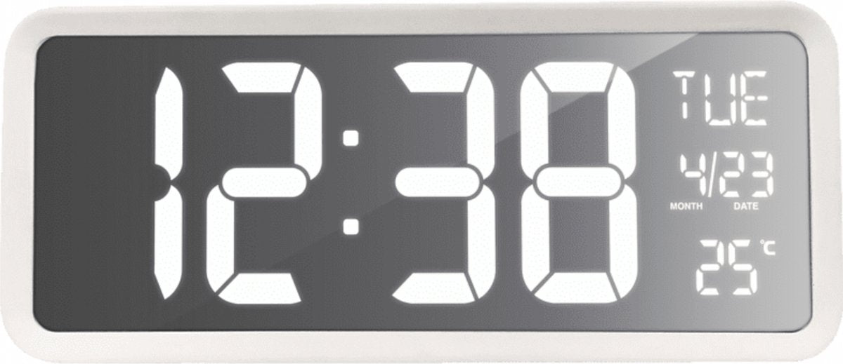 Technoline Wandklok tafelklok grote duidelijke cijfers - datum dag aanduiding - temperatuur - ws 8130