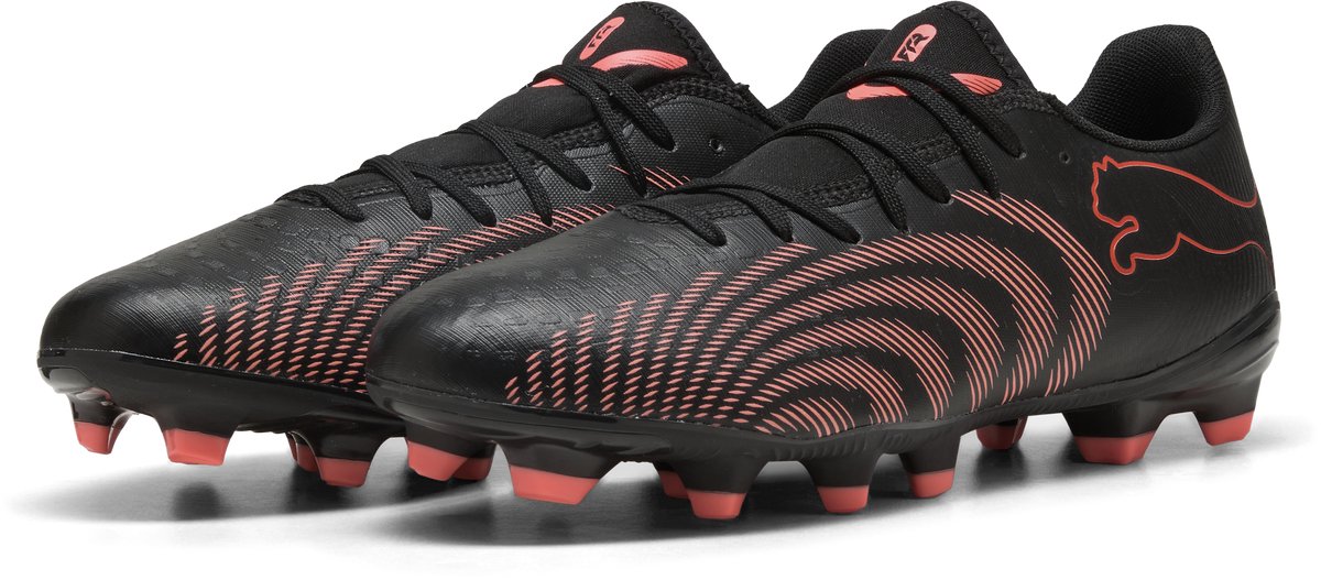 PUMA future 9 play fg ag unisex sportschoenen - black-glowing red-strong gray