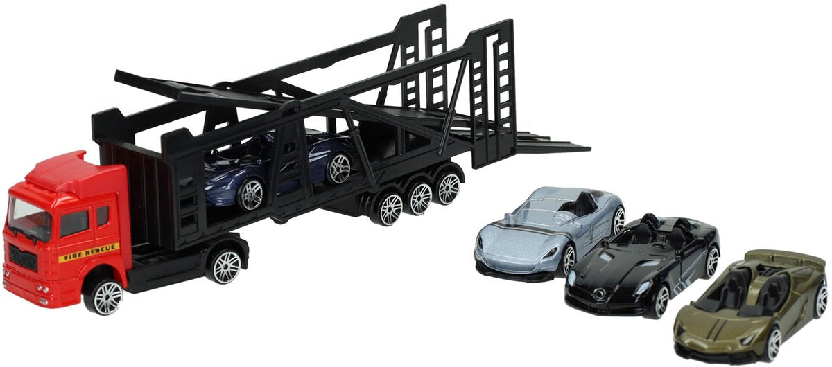 Lobbes Speelgoed BV Die-cast transporter met 4 auto's