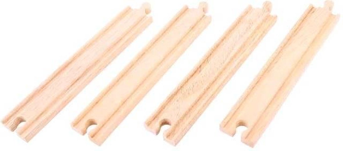 BIGJIGS rail houten treinbaan rechts stukken (4 stuks)