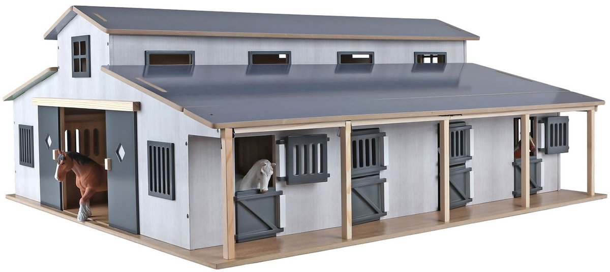 Kids GLOBE paardenstal met 7 boxen en weiland 1:24