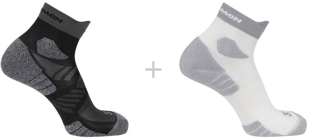 Salomon - aero ankle socks | 2-pack | enkelsokken | maat m 39-41 - zwart wit