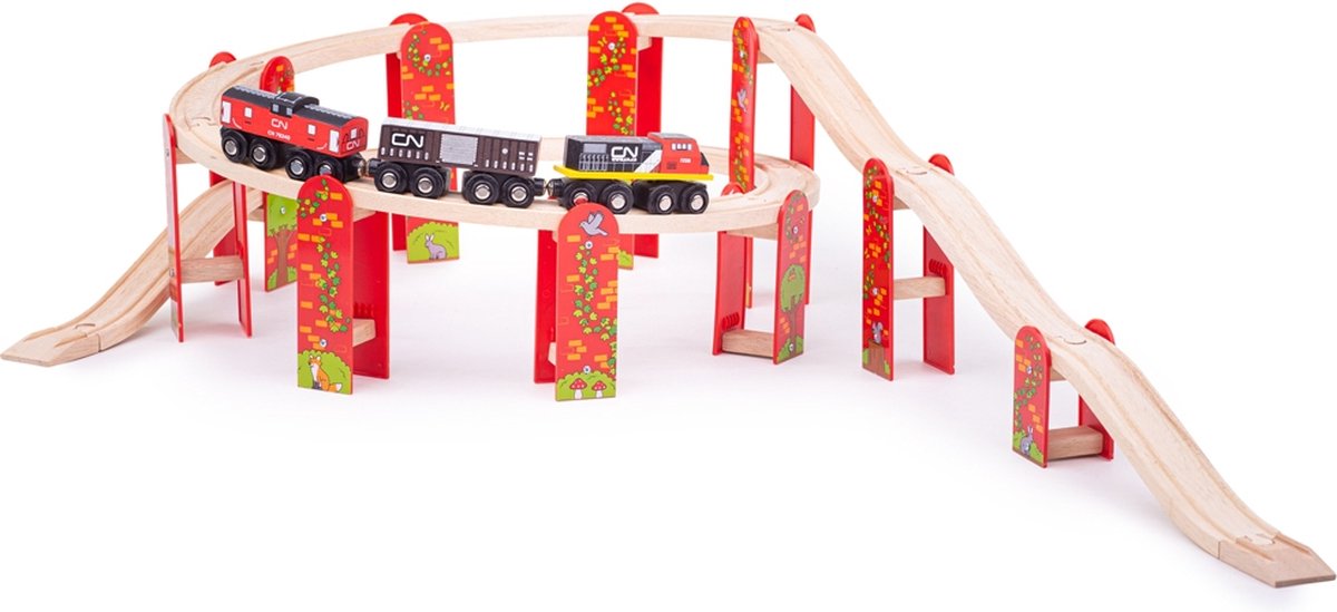 BIGJIGS houten rails - viaduct uitbreidingsset, 27dlg.