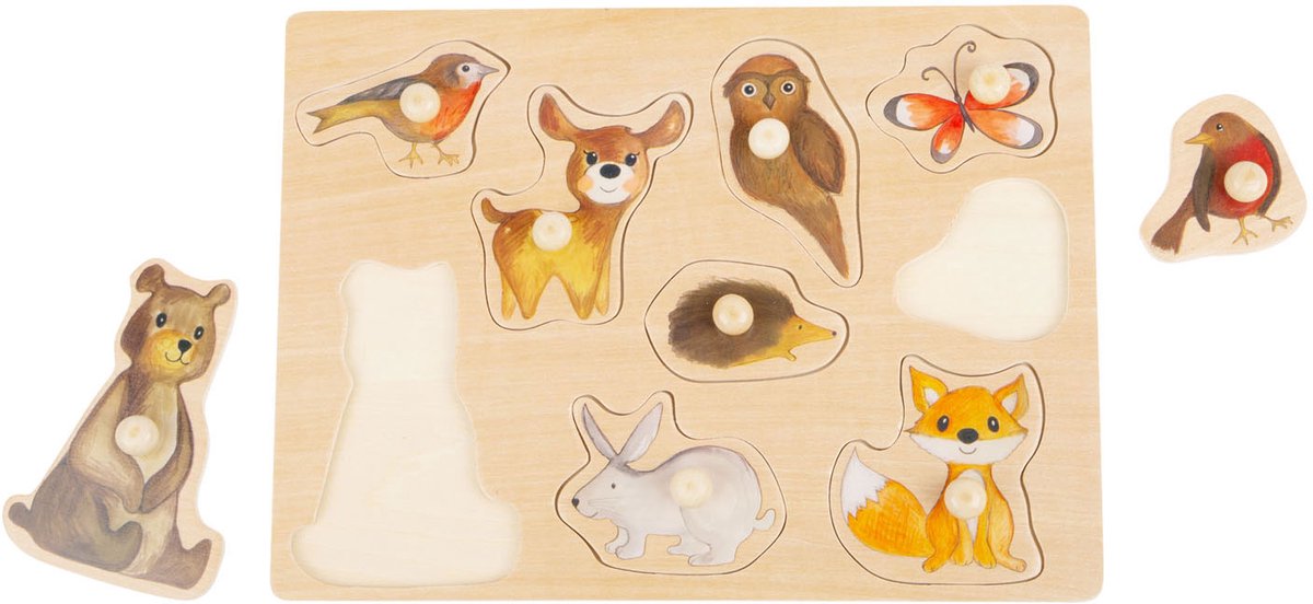 Small Foot - houten noppenpuzzel bosdieren, 9st.