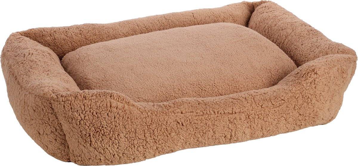 Flamingo Hondenmand orthopedisch – hondenkussen – hondenbed – felpa rechthoekig – mokka – 100x80x25 cm – pluche mand met memory foam afneembare hoes – antislip bodem – wasbaar op 30°c