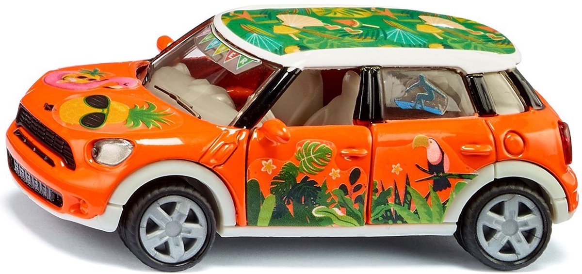 SIKU 6507, knutselset style my , mini countryman summer, speelgoedauto, metaal kunststof, oranje, incl. stickervel