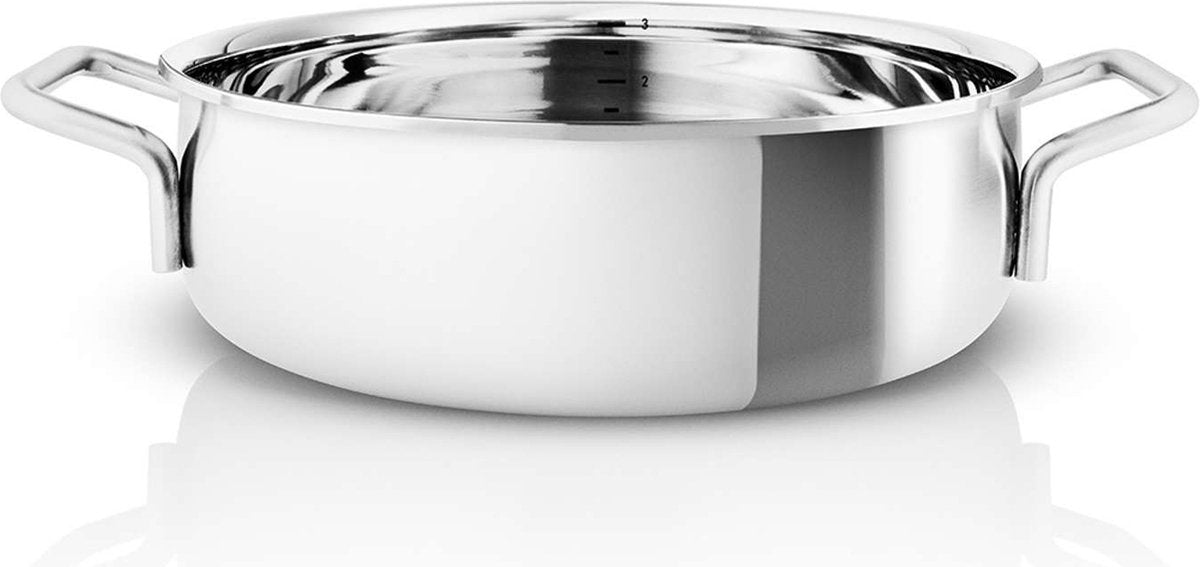 Eva Trio Sauteerpan, dubbel handvat - 24 cm - pfas vrij - rvs - | professional