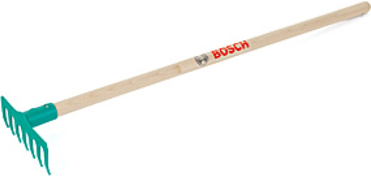 Klein Toys bosch tuin speelgoedhark - 15x7x73 cm - incl. houten steel en ophangoog - groen