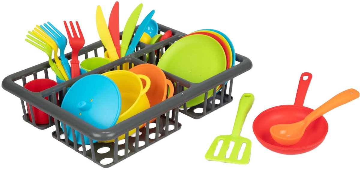 Toi-Toys Home food afwasrek met bestek en pannen, 27dlg.