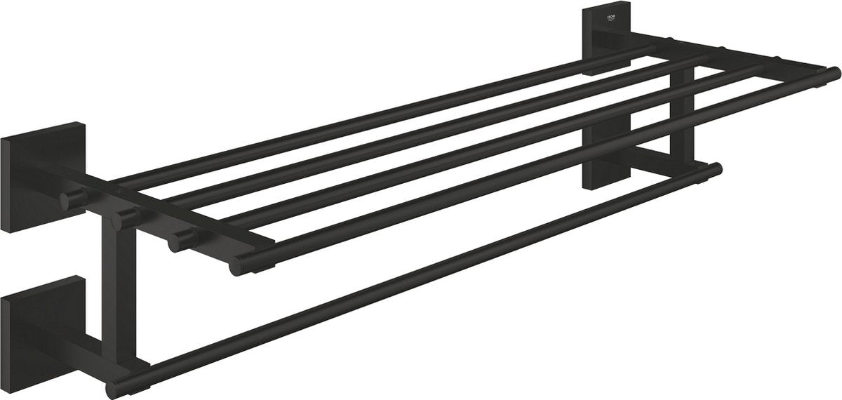 GROHE quickfix start cube multi-handdoekrek - 600 mm - met legplank - matte black