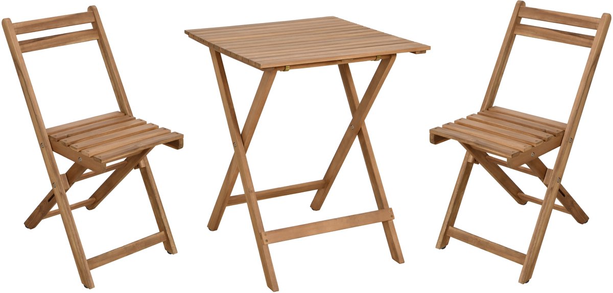 Mano Leisure Mano bistroset 3-delig – fsc 100% acaciahout – natuurlijk geolied – tuinset met tafel en 2 stoelen
