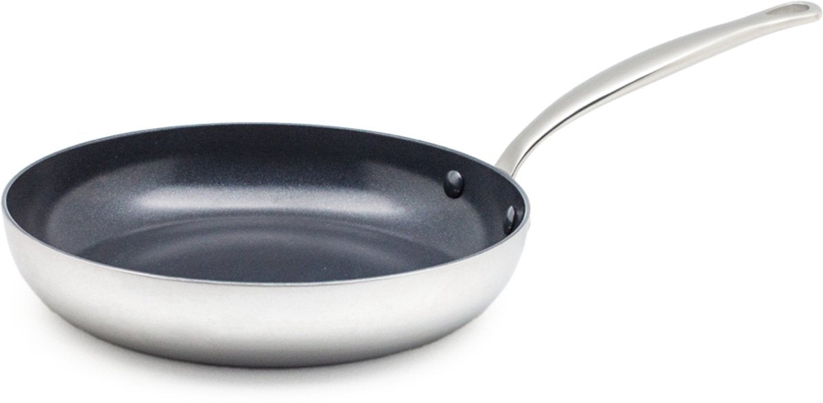 GreenPan barcelona evershine koekenpan 30cm - pfas-vrije antikleeflaag - koekenpan inductie - keramische koekenpan - ovenbestendig tot 220°c - zilver