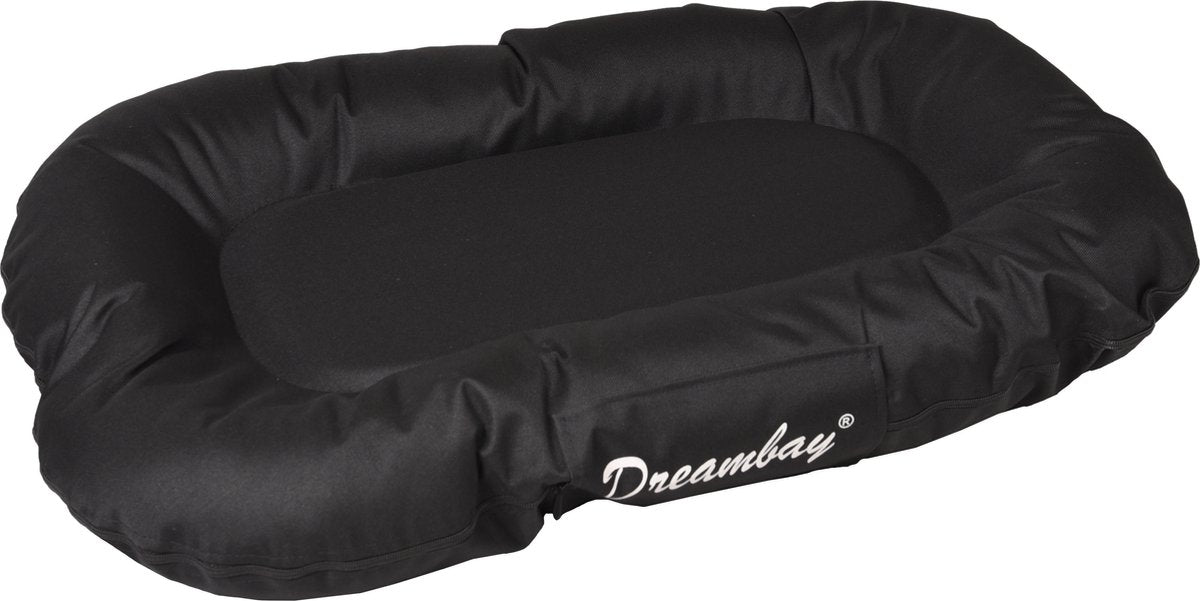 Flamingo Hondenmand dreambay® ovaal zwart – 80x60x14 cm – waterafstotend wasbare hoes – duurzaam hondenkussen –