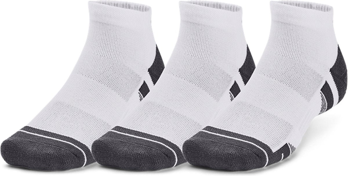 Under Armour ua performance tech 3pk low-wht unisex sportsokken - wit - jet grijs